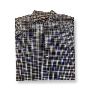 Michael Kors Mens Button Front Shirt Multicolor Plaid Long Sleeve 100% Cotton XL